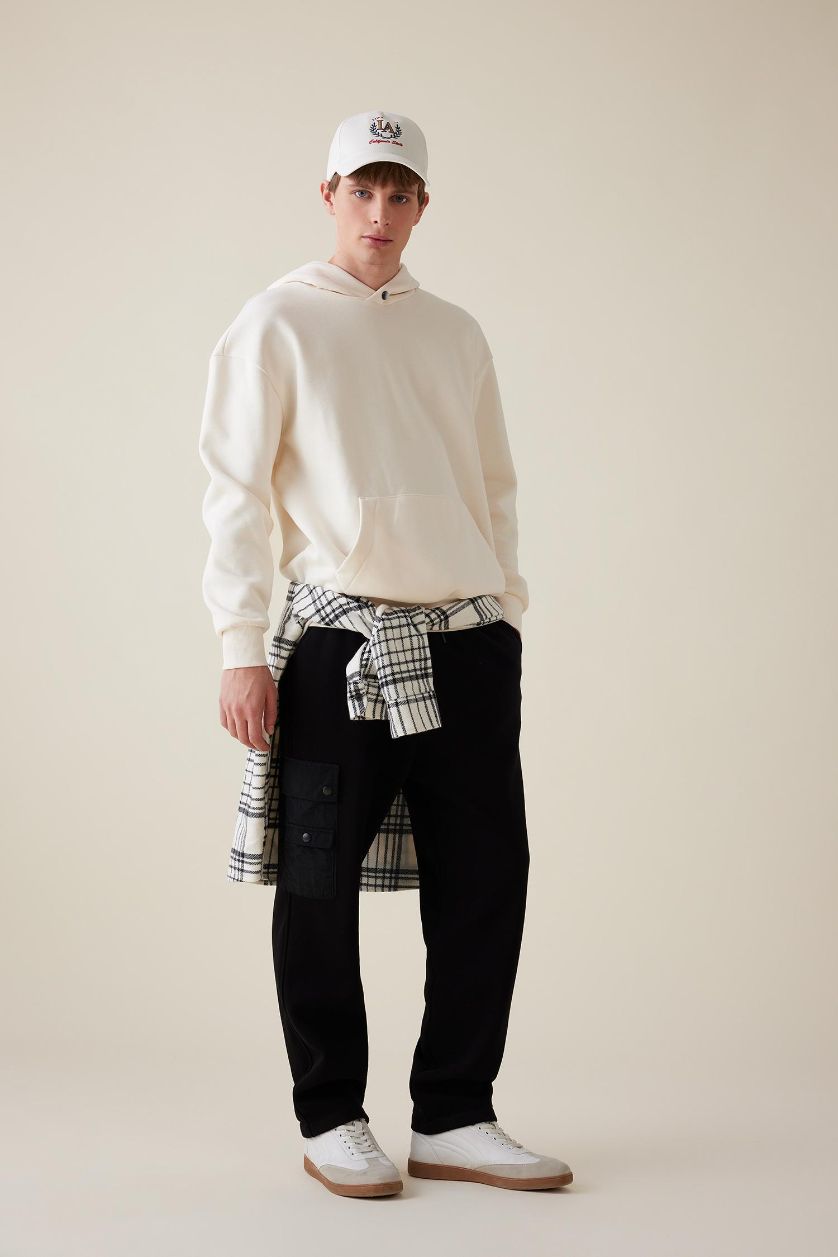 Ерлер қара релакс пішімі тұрақты етек Шалбар