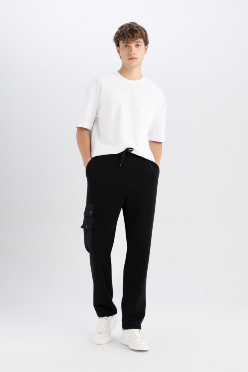 Ерлер қара релакс пішімі тұрақты етек Шалбар