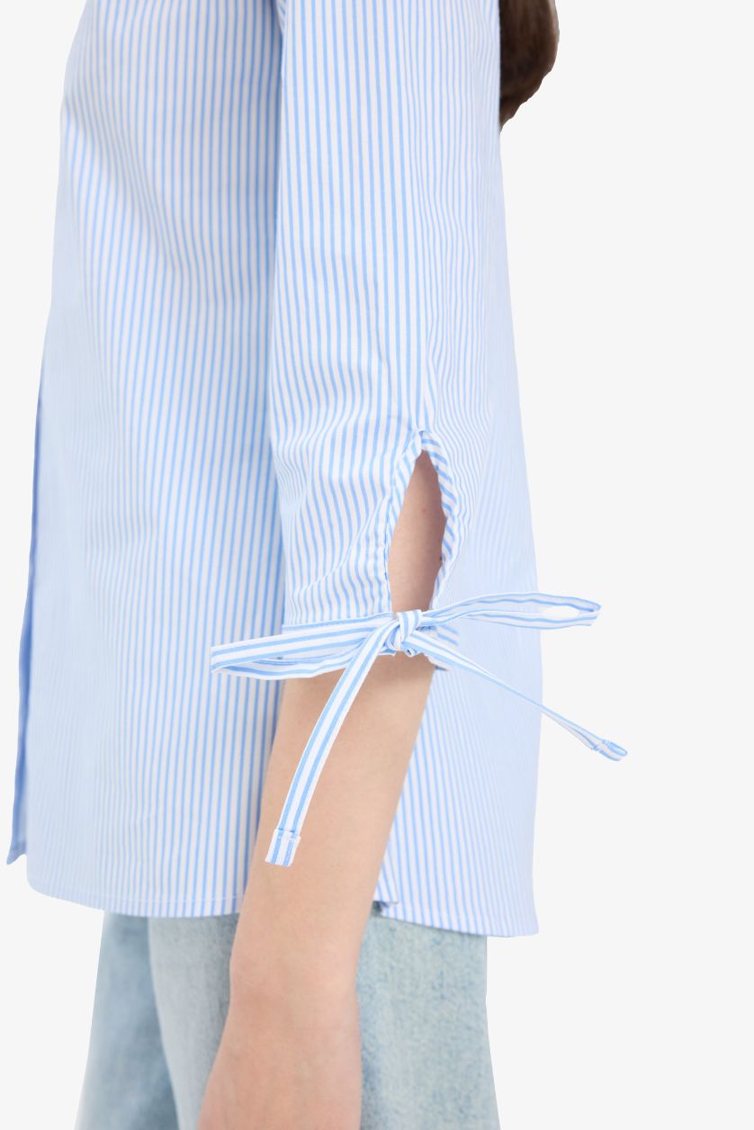 Женщины Голубрй Рубашка Bengaline с длинным рукавом и принтом, приталенный крой