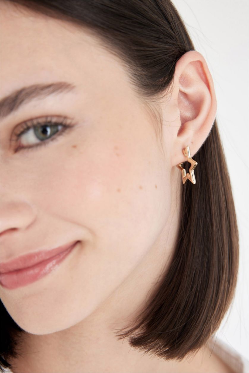 FEMME Altın Lot de 2 paires de boucles d'oreilles dorées avec détail étoile pour femme