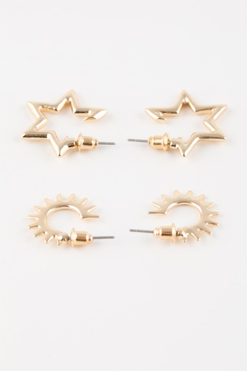 FEMME Altın Lot de 2 paires de boucles d'oreilles dorées avec détail étoile pour femme