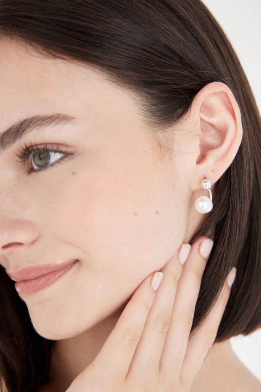 Kadın Gümüş Kadın İnci Detaylı Silver Küpe