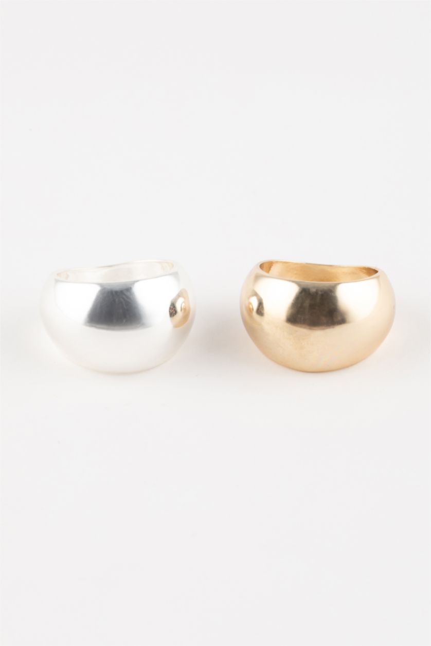 WOMAN MIXED Woman 2 Piece Gold Silver Rings
