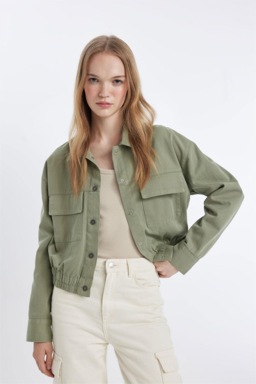 Әйелдерге хаки Coool үлкен пішім Ұзын жеңді көйлек