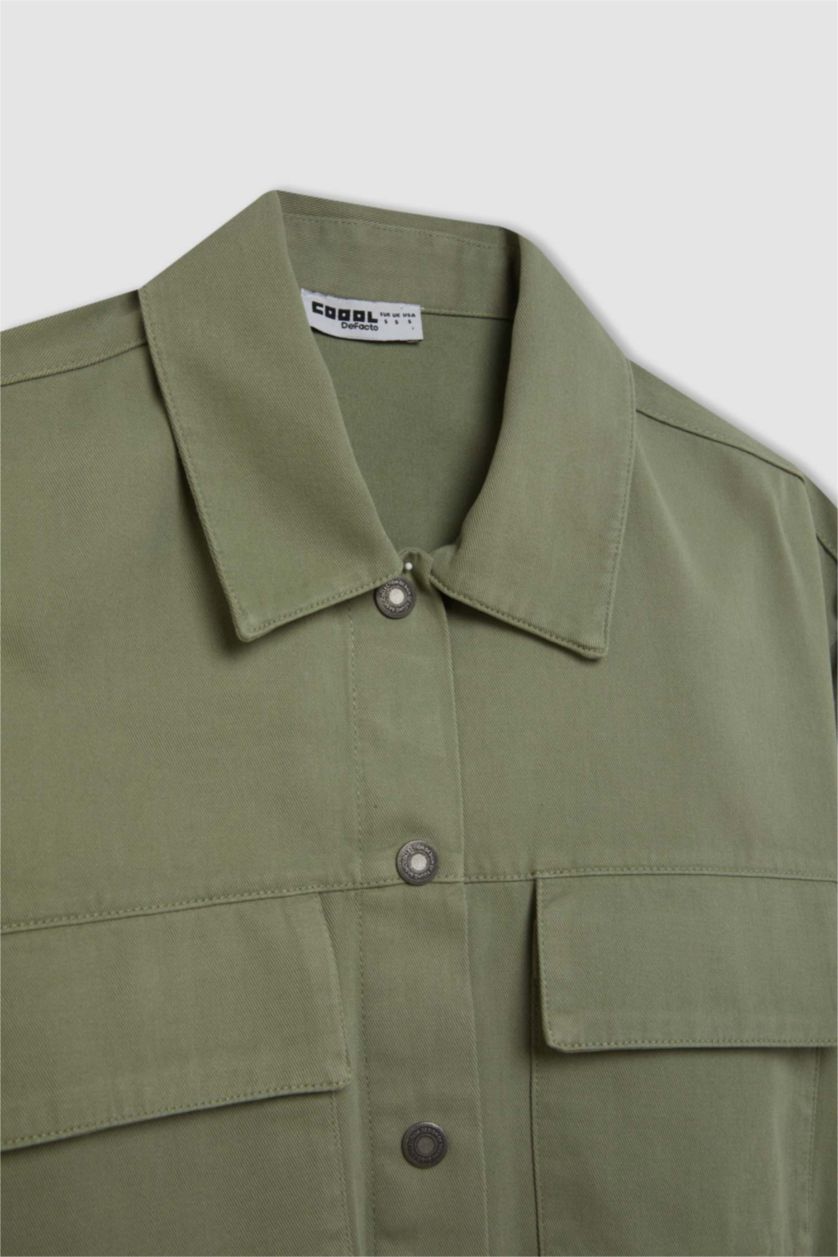 Әйелдерге хаки Coool үлкен пішім Ұзын жеңді көйлек