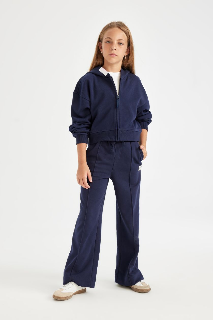 FILLES Marin Pantalon de survêtement basique à jambe large et taille élastique pour Fille