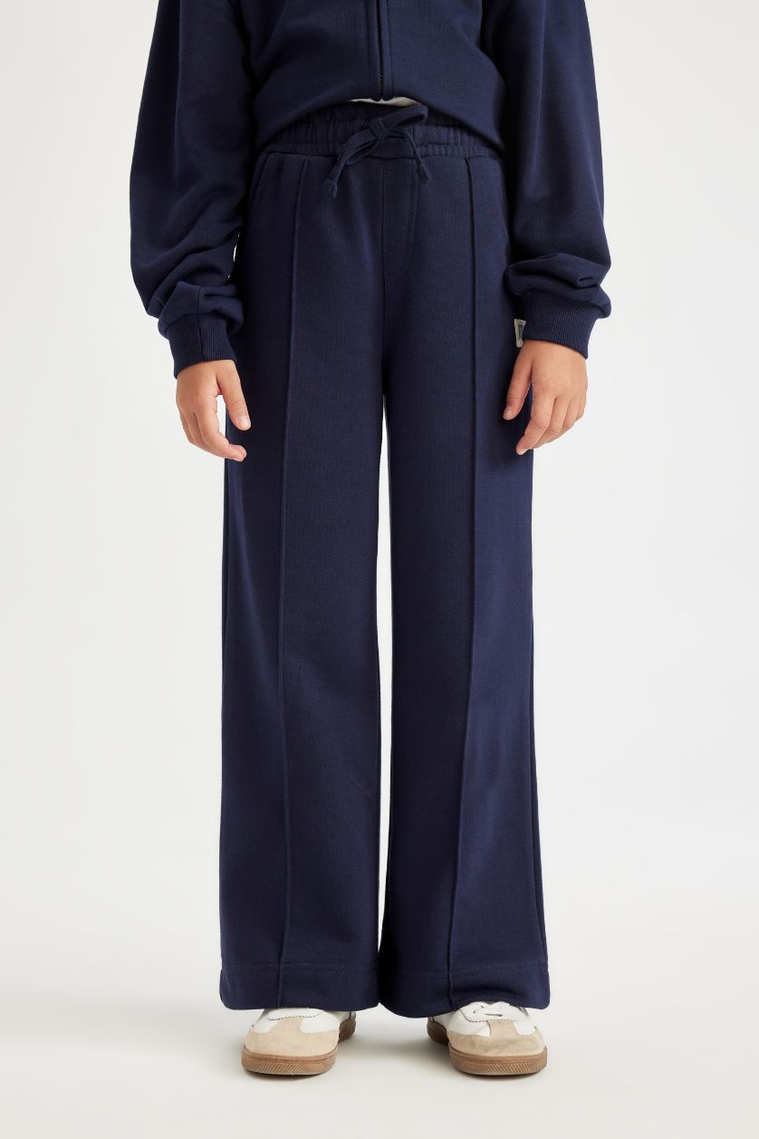 FILLES Marin Pantalon de survêtement basique à jambe large et taille élastique pour Fille