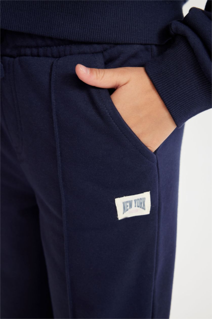 FILLES Marin Pantalon de survêtement basique à jambe large et taille élastique pour Fille