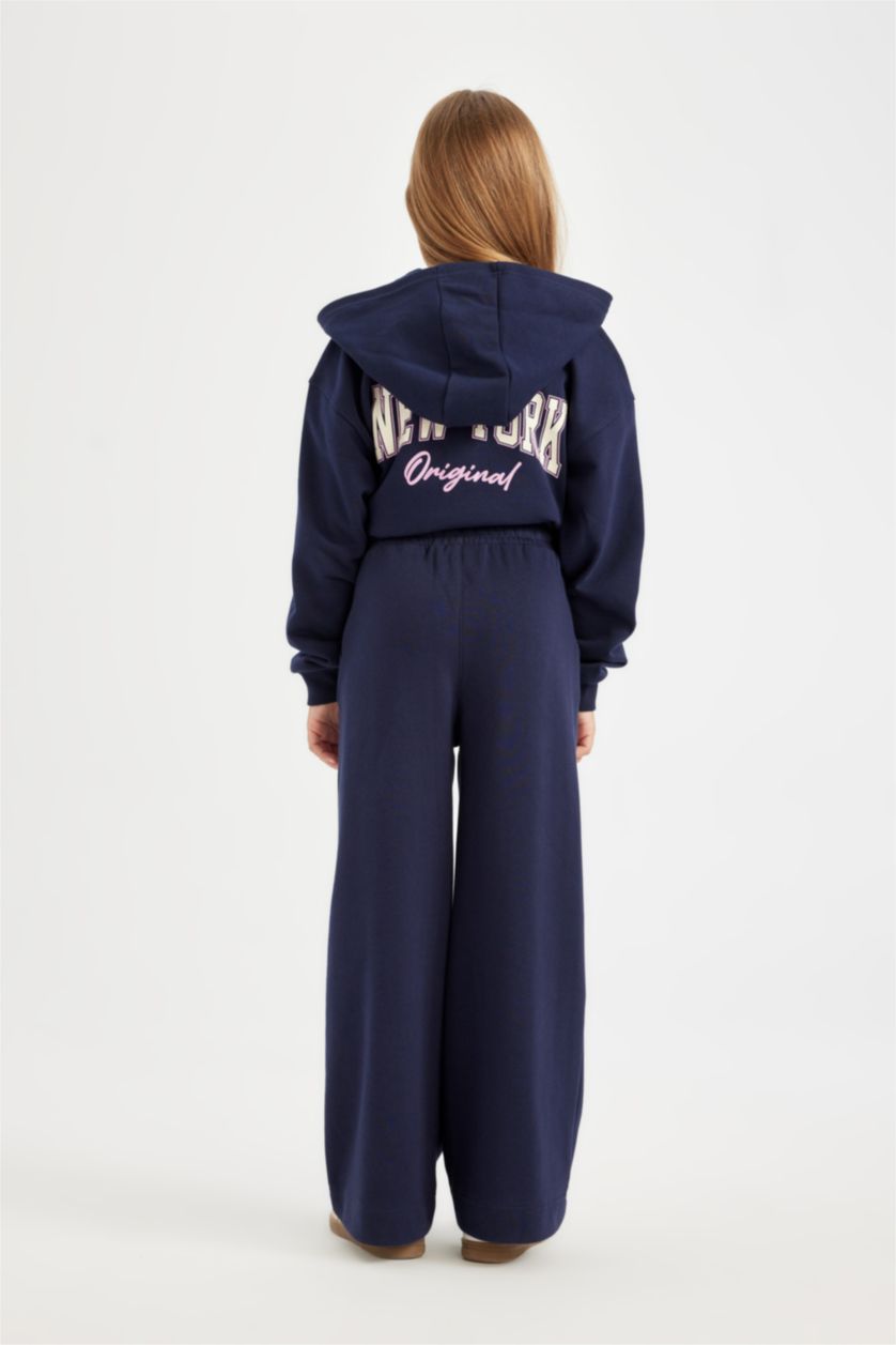 FILLES Marin Pantalon de survêtement basique à jambe large et taille élastique pour Fille