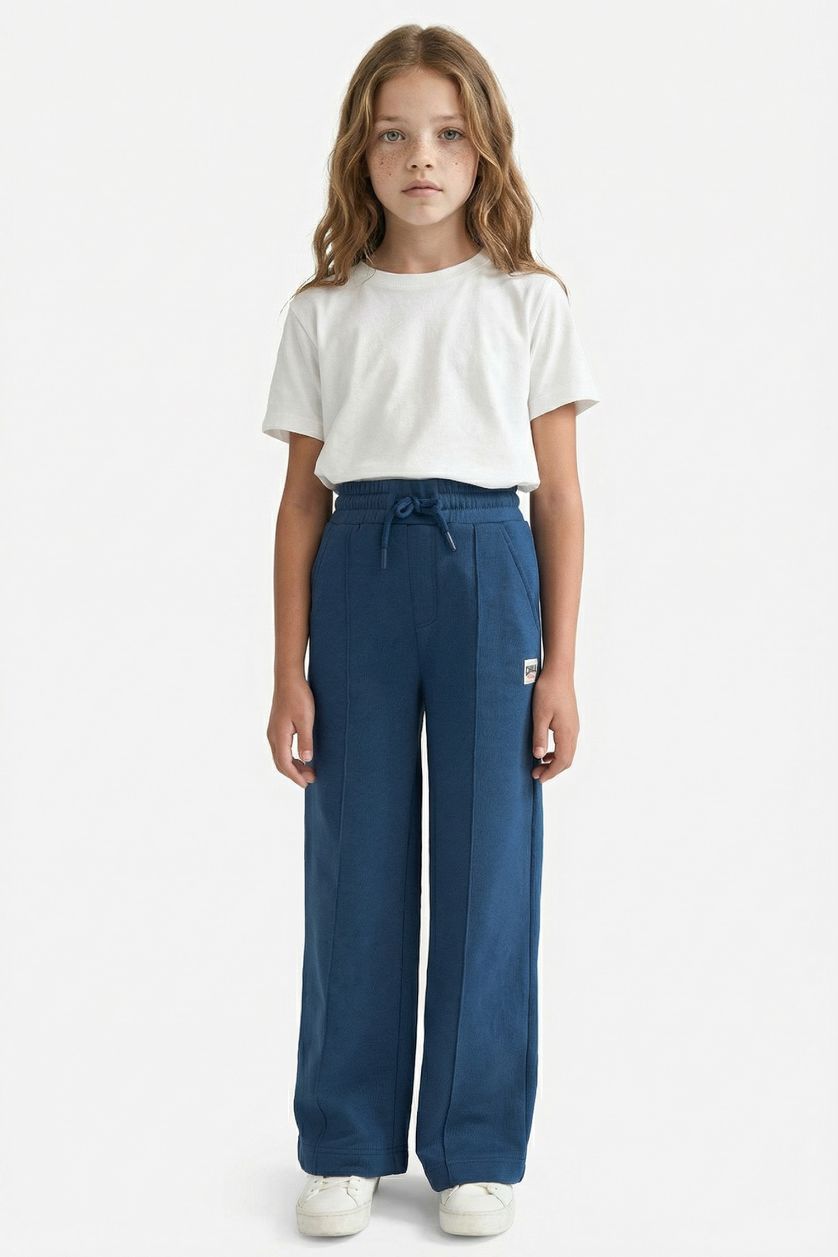 بنات نيلي بنطرون بجامة رياضي بناتي وايد ليج برجل واسع