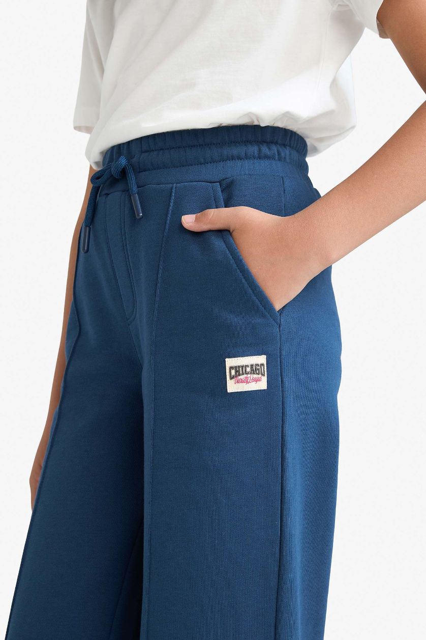 بنات نيلي بنطرون بجامة رياضي بناتي وايد ليج برجل واسع