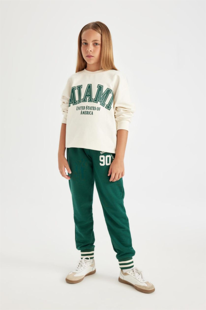 GIRLS & TEENS Dark Green Girl Jogger School Sweatpants