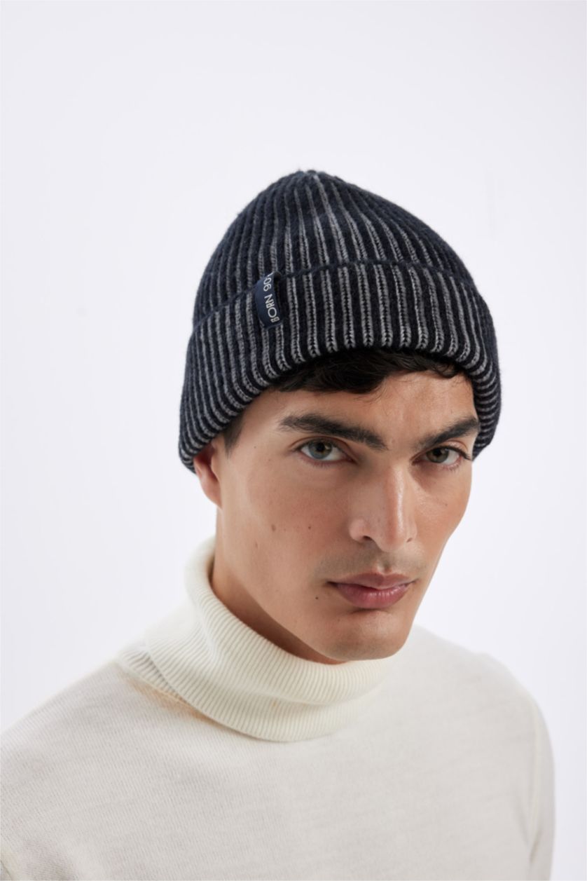 MAN Anthracite Boy Ribbed Knit Beanie