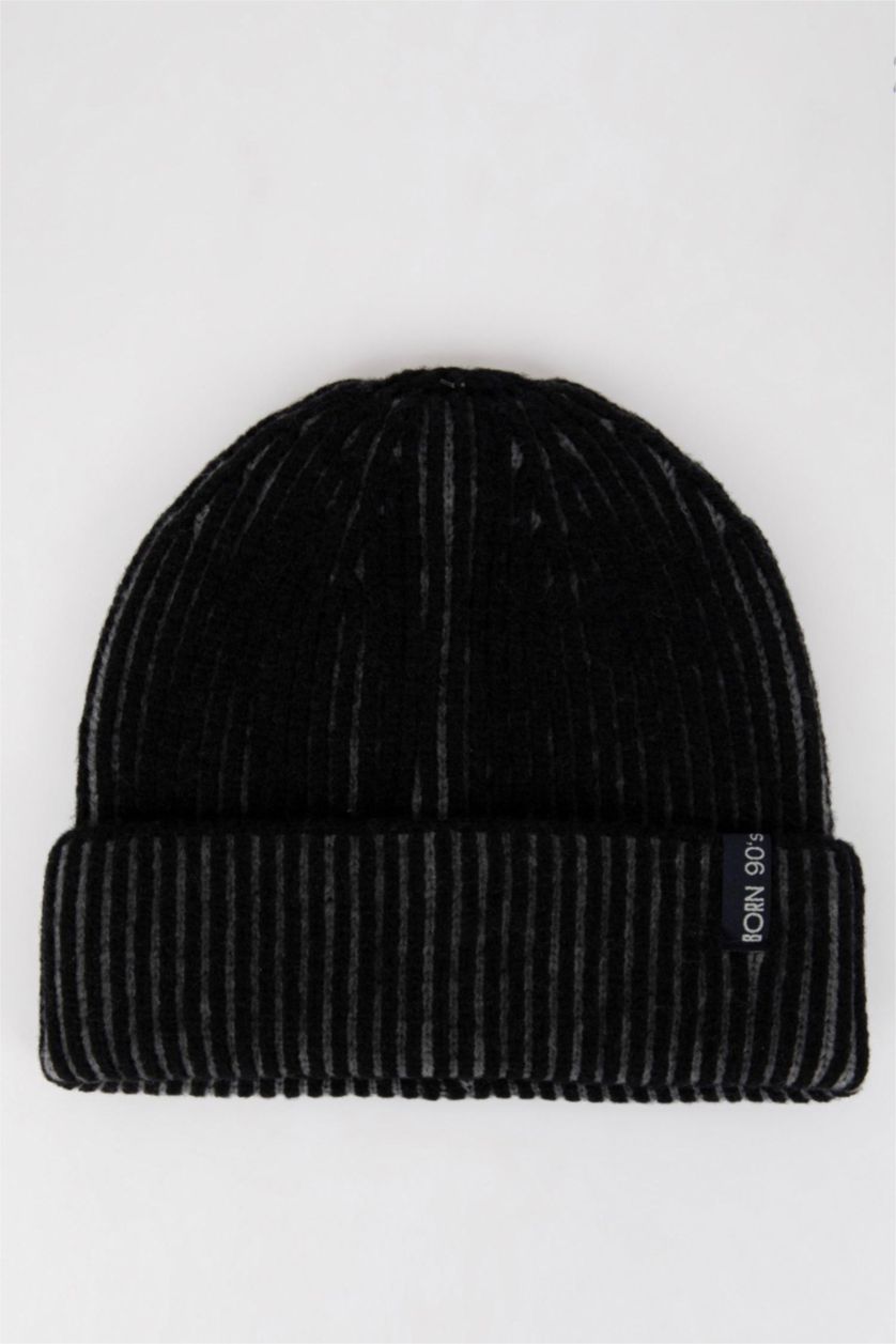MAN Anthracite Boy Ribbed Knit Beanie