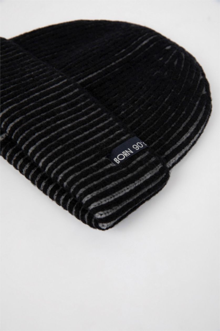 MAN Anthracite Boy Ribbed Knit Beanie