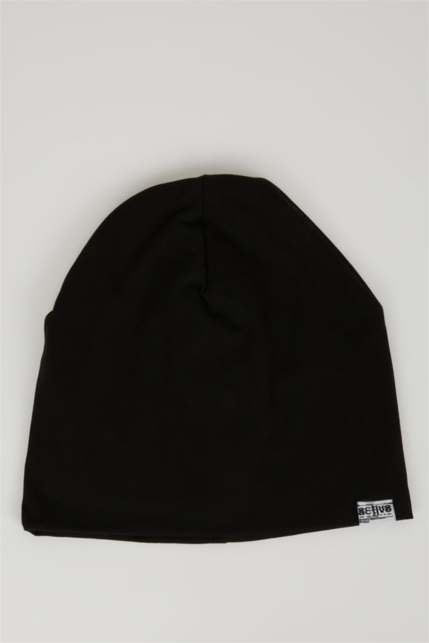 HOMME Noir Bonnet en peigné imprimé Label pour Homme