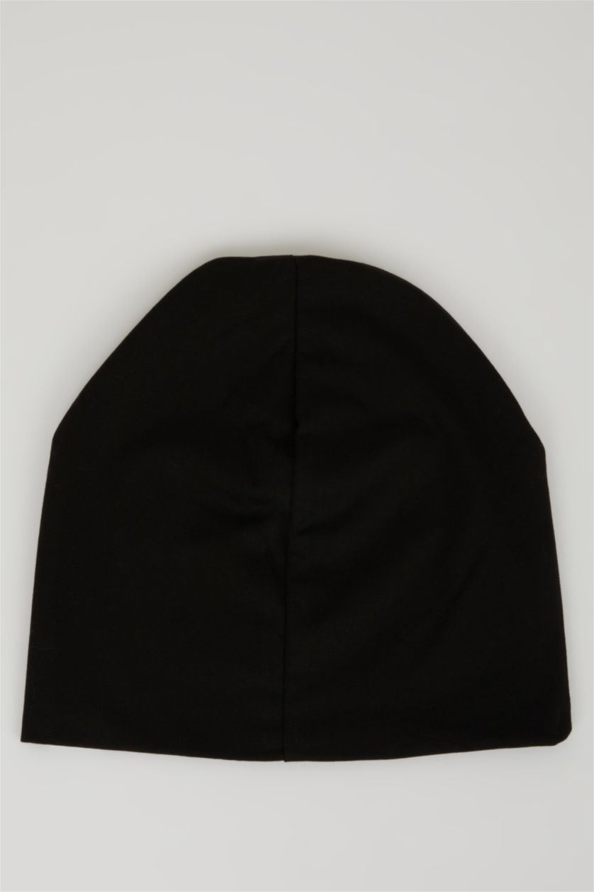 HOMME Noir Bonnet en peigné imprimé Label pour Homme