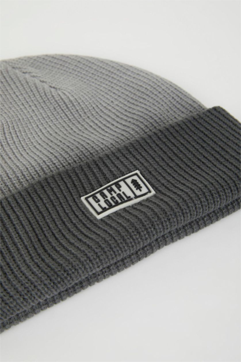 Erkek Antrasit Erkek Degrade Baskılı Bere