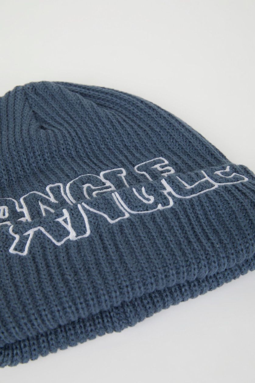 Erkek Açık Mavi Erkek Nakışlı Bere