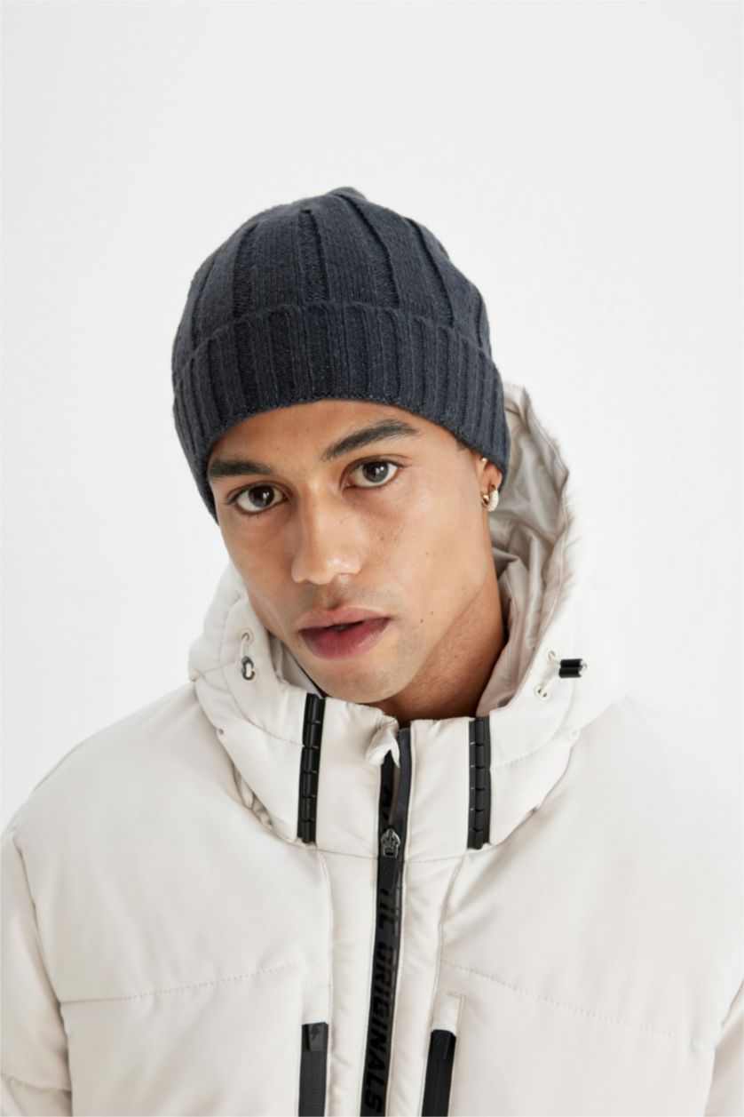 Men Anthracite Melange Baby Boy Ribbed Basic Knitted Beanie