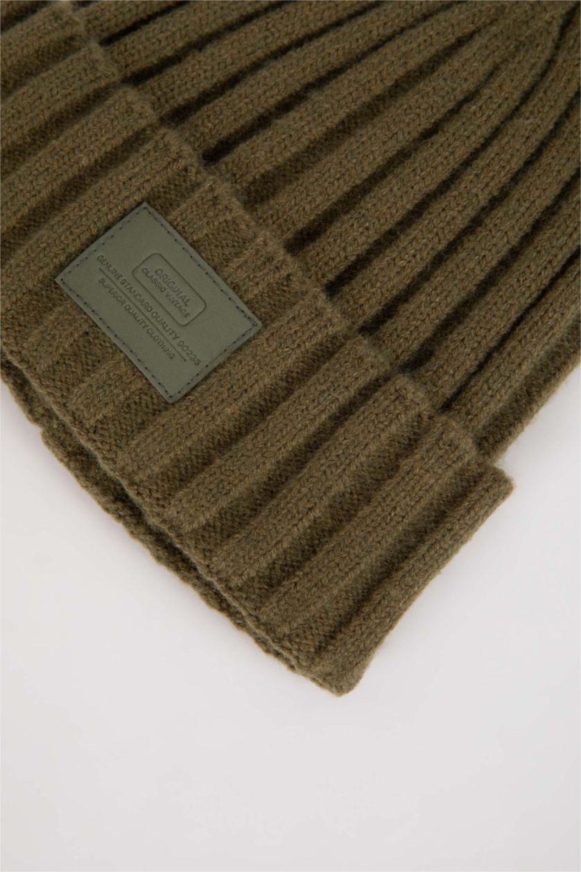 Erkek Haki Erkek Etiket Baskılı Bere