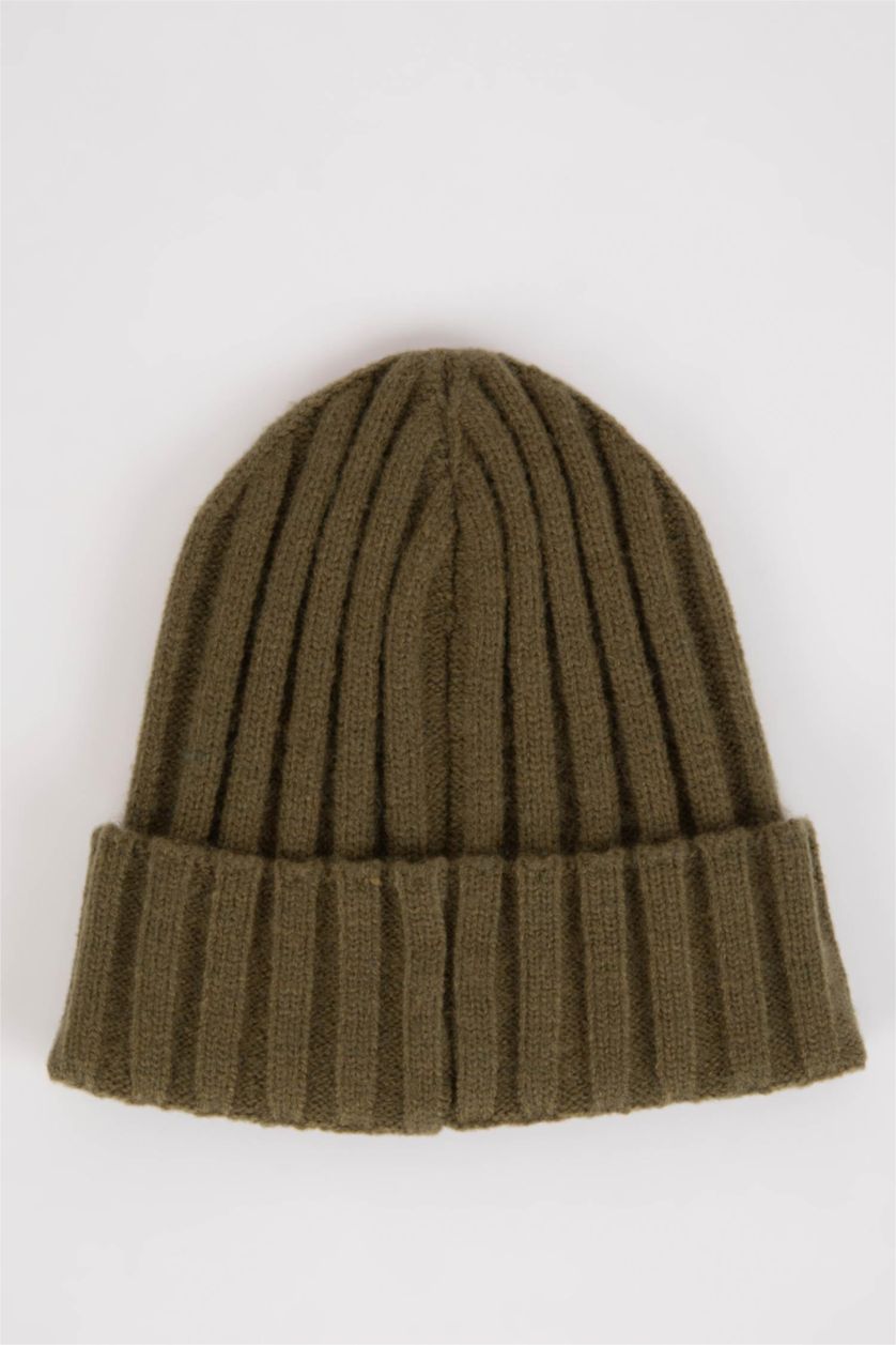 Erkek Haki Erkek Etiket Baskılı Bere