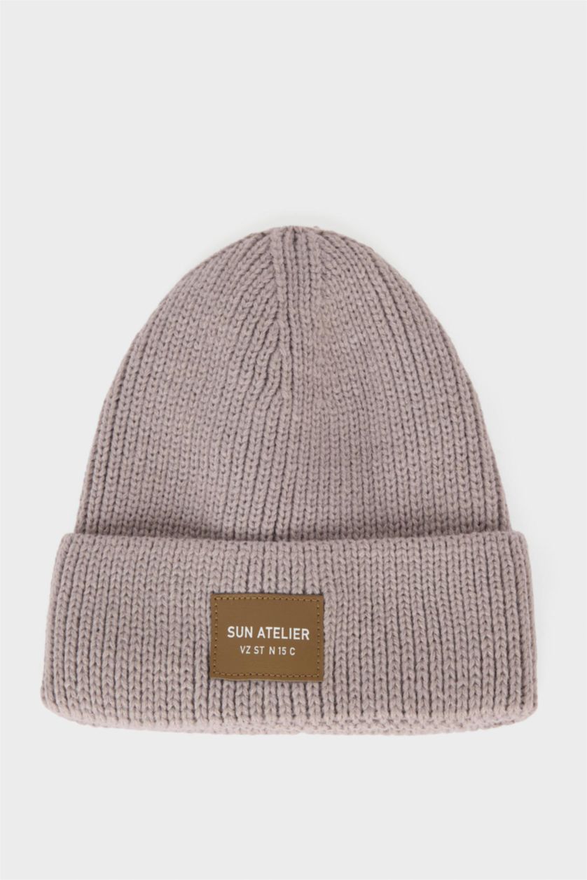 Erkek Açık Gri Erkek Dokuma Etiketli Bere