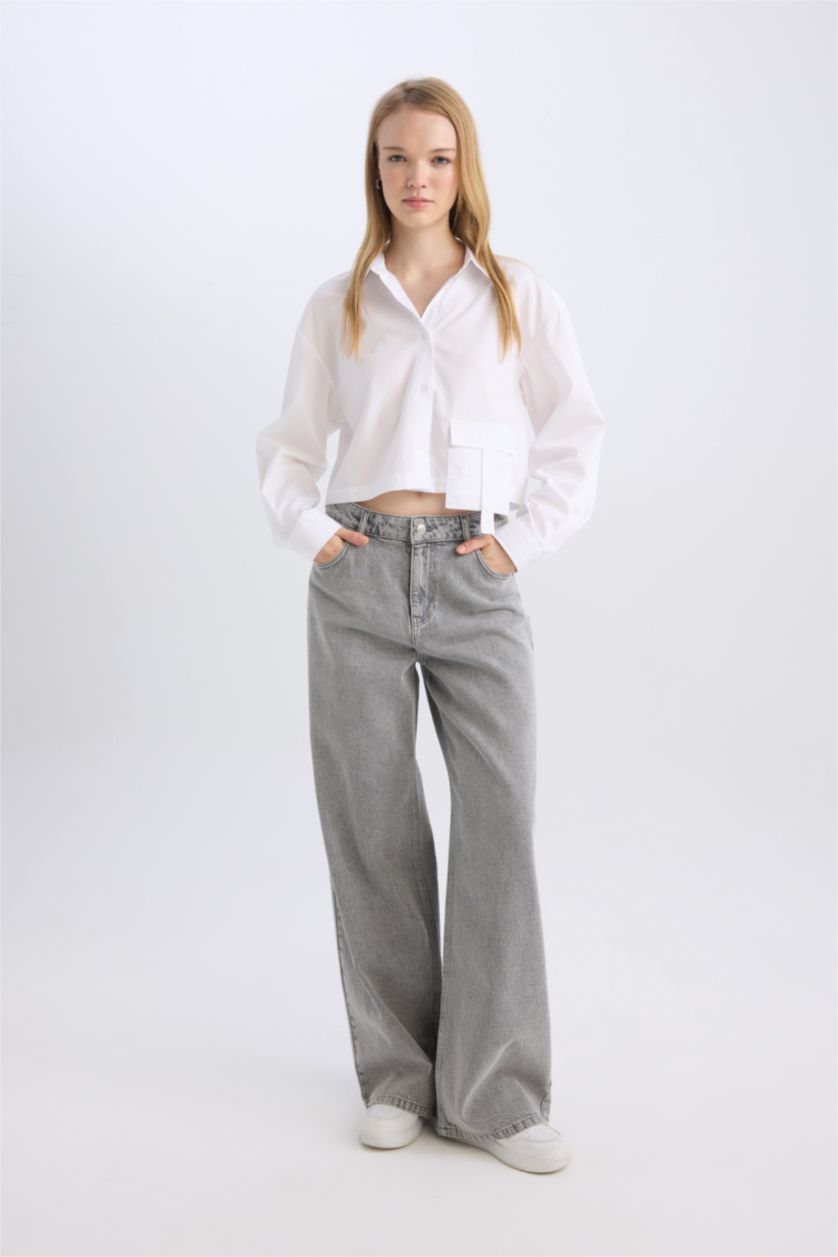 WOMAN White Oversize Fit Poplin Long Sleeve Shirt