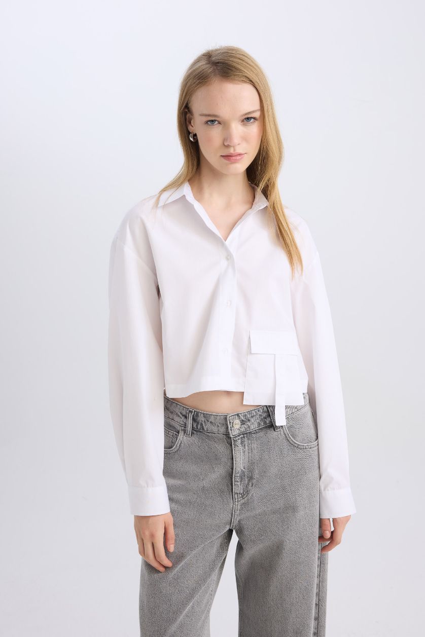 WOMAN White Oversize Fit Poplin Long Sleeve Shirt