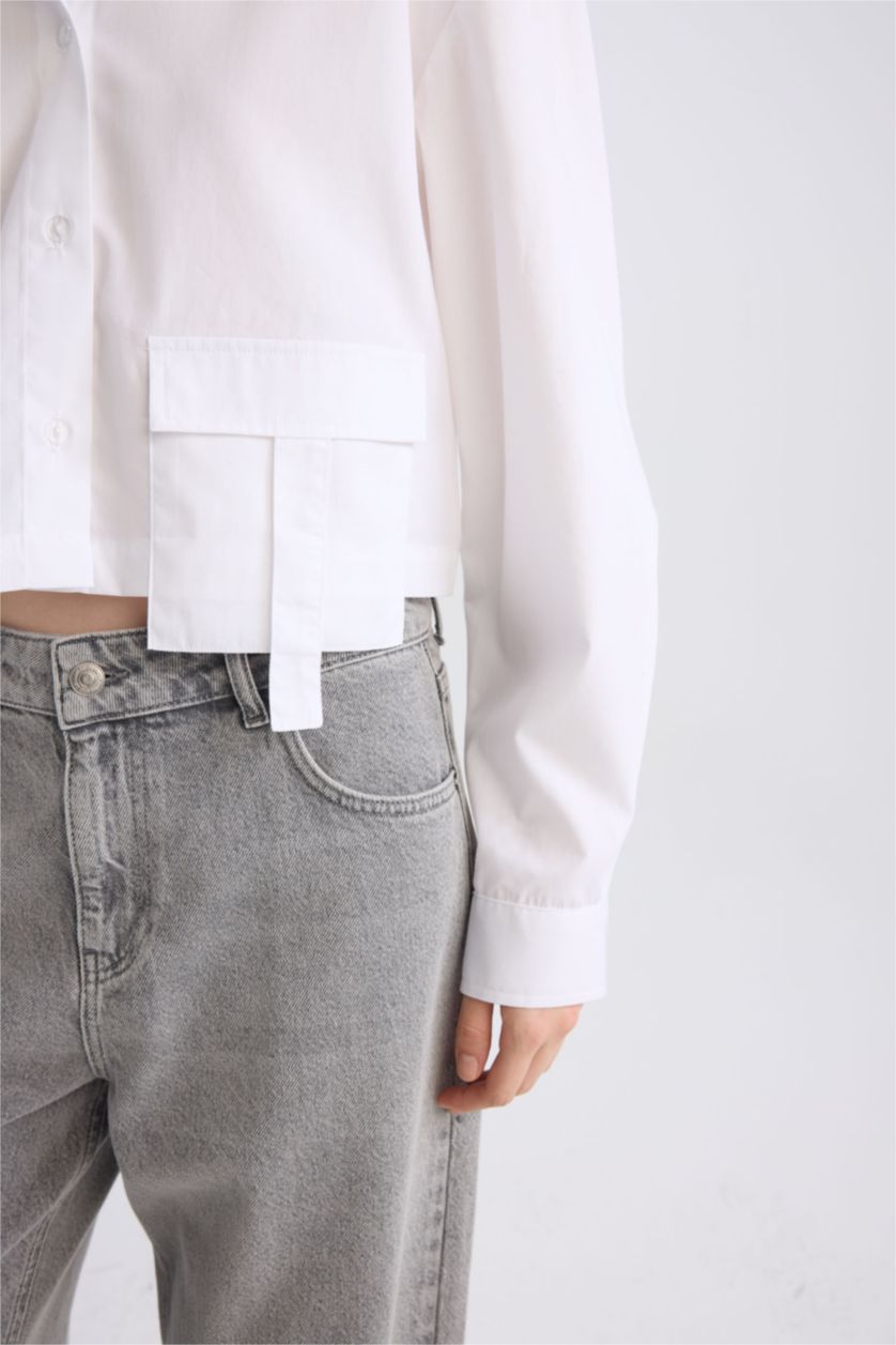 WOMAN White Oversize Fit Poplin Long Sleeve Shirt