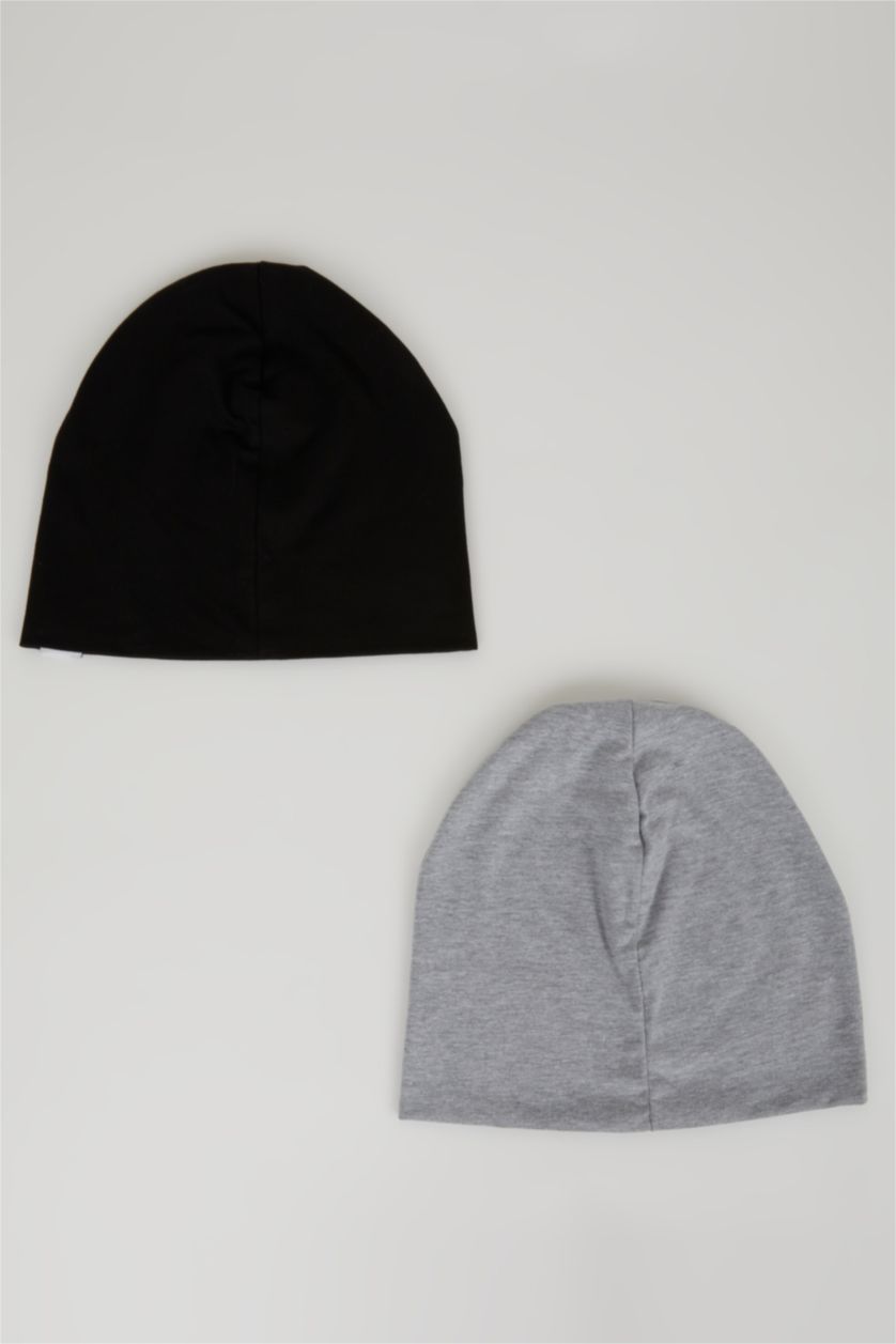 MAN MIXED Man Label Printed 2 Piece Combed Cotton Beanie