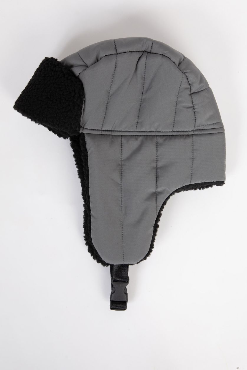 Erkek Gri Erkek İçi Suni Yünlü Hunter Şapka