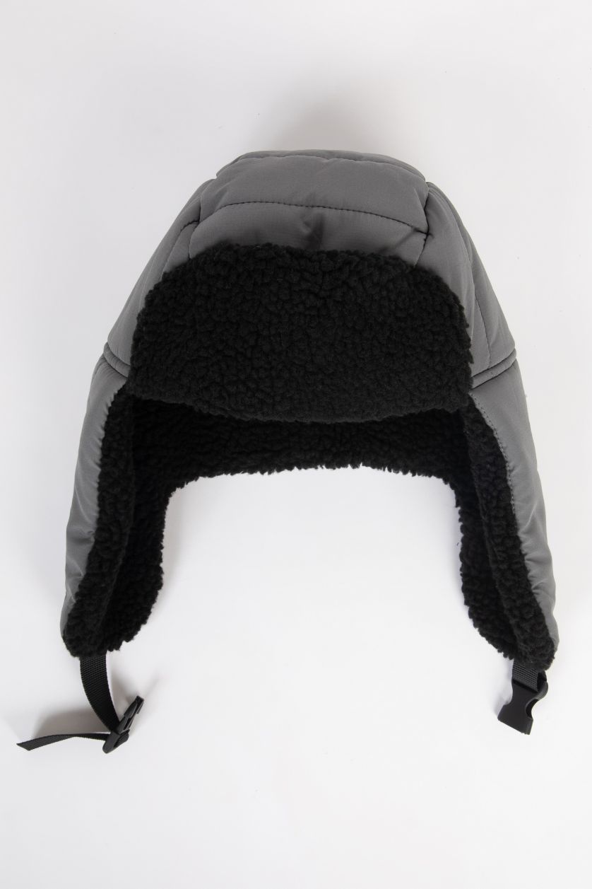 Erkek Gri Erkek İçi Suni Yünlü Hunter Şapka