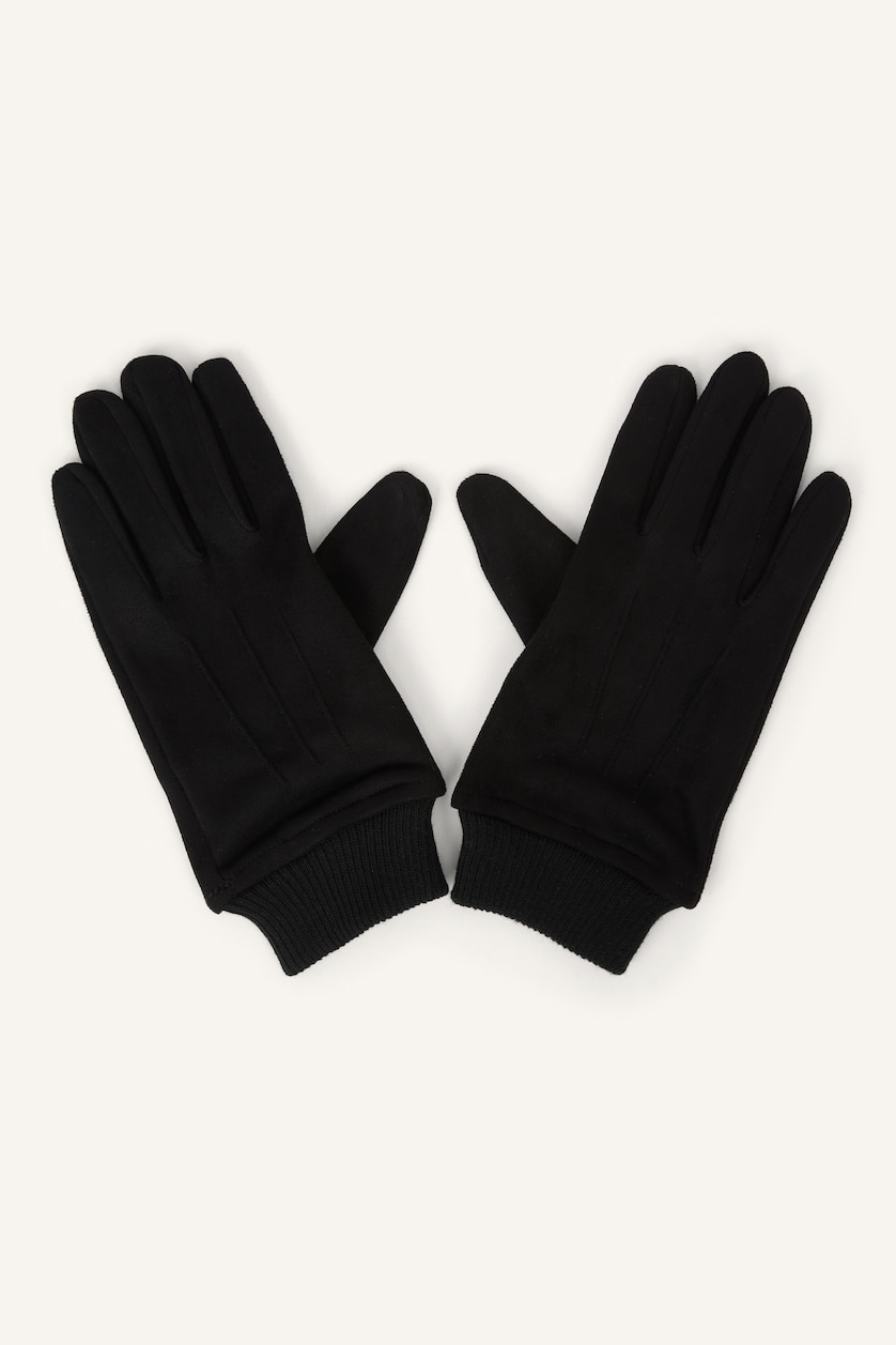 Men Black Man Suede Gloves