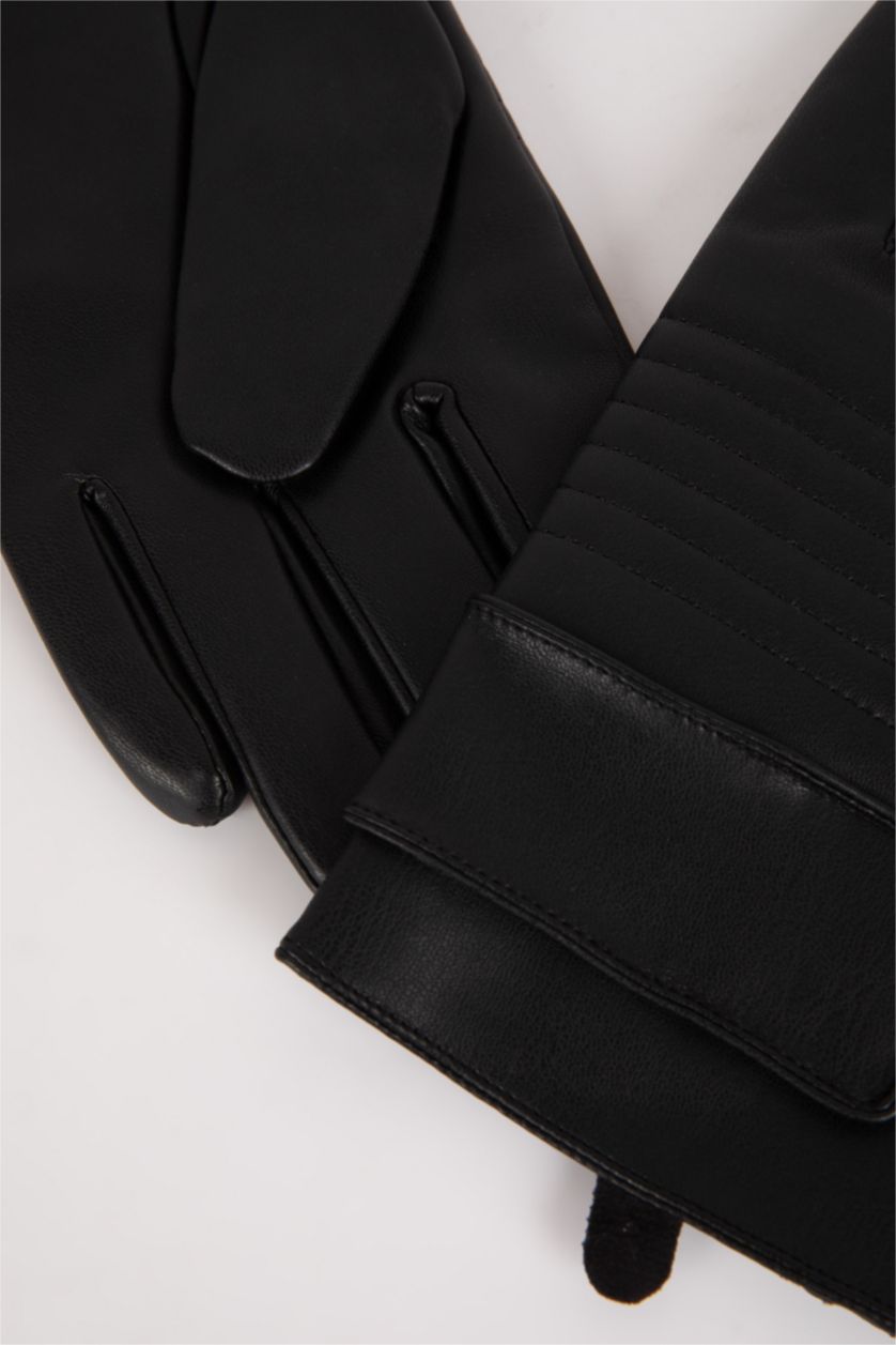 Erkek Siyah Erkek Suni Deri Eldiven