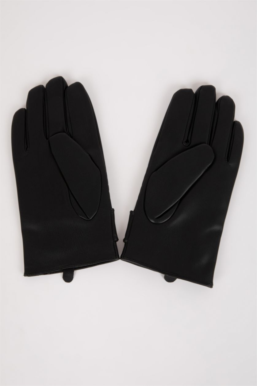 Erkek Siyah Erkek Suni Deri Eldiven