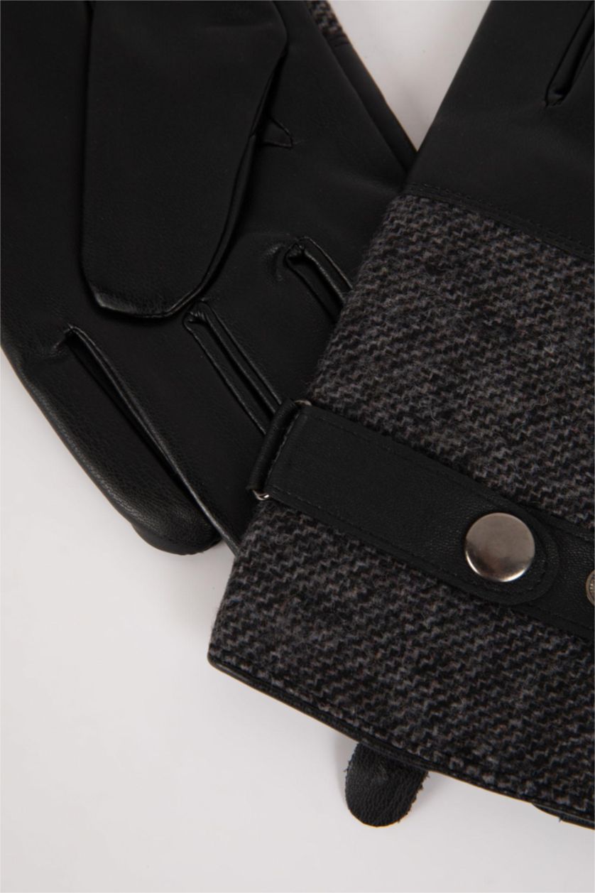 رجالي أسود جوانتي رجالي جلد صناعي