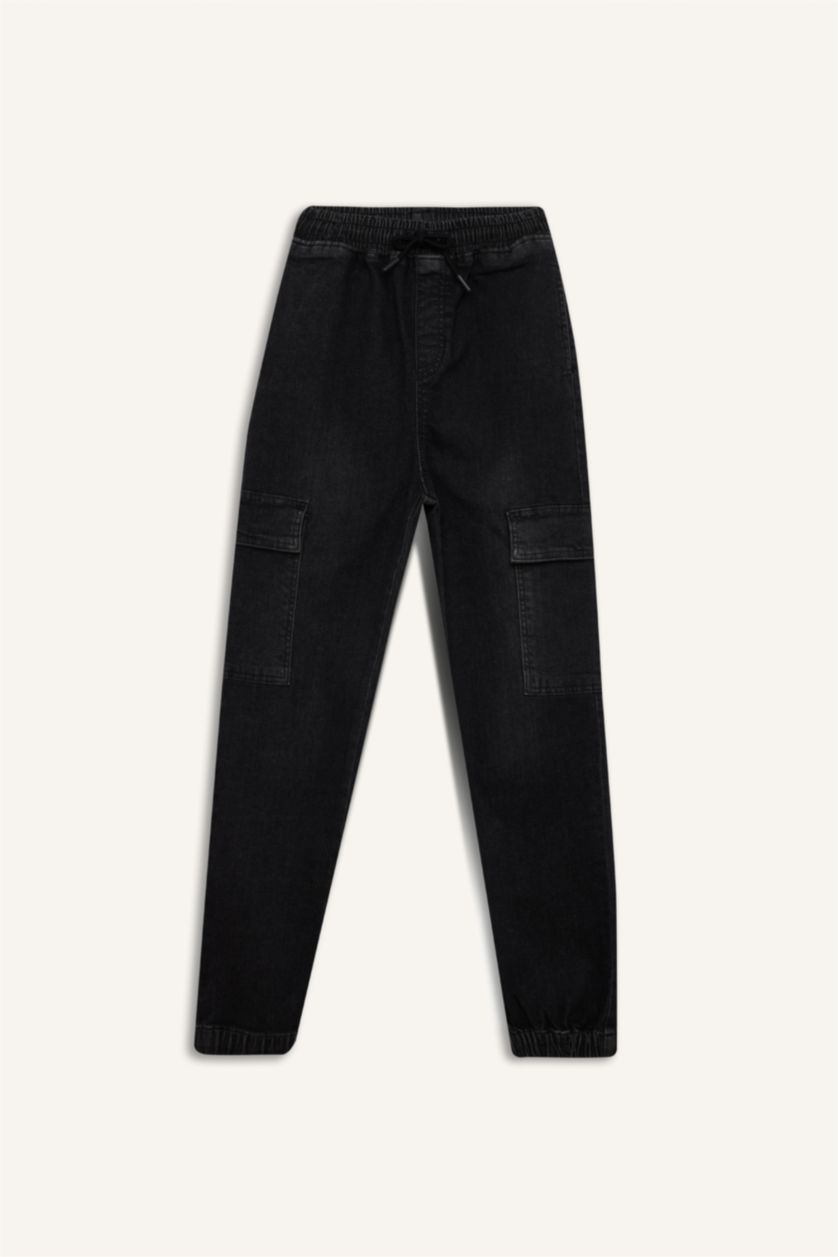 Erkek Çocuk - Genç Erkek Koyu Yeşil Jogger Fıt Jean Pantolon Erkek Çocuk