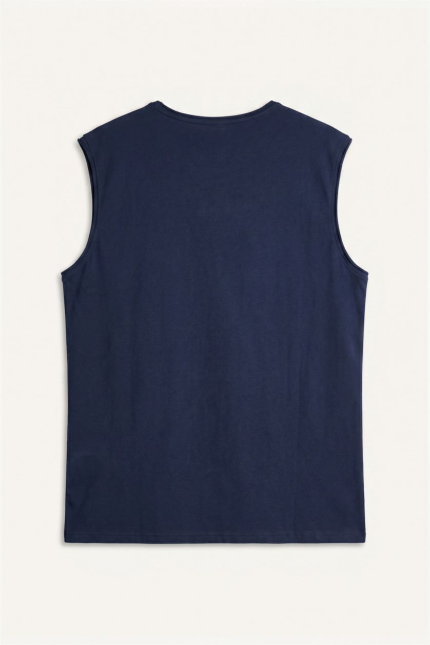 Men NAVY Boxy Fit Crew Neck 100% Cotton Tank Top