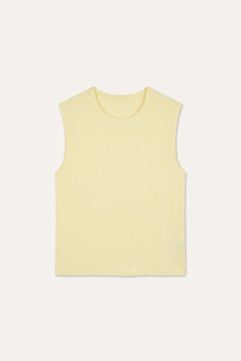 رجال أصفر فاتح 100% Cotton Boxy Fit Basic Tank Top