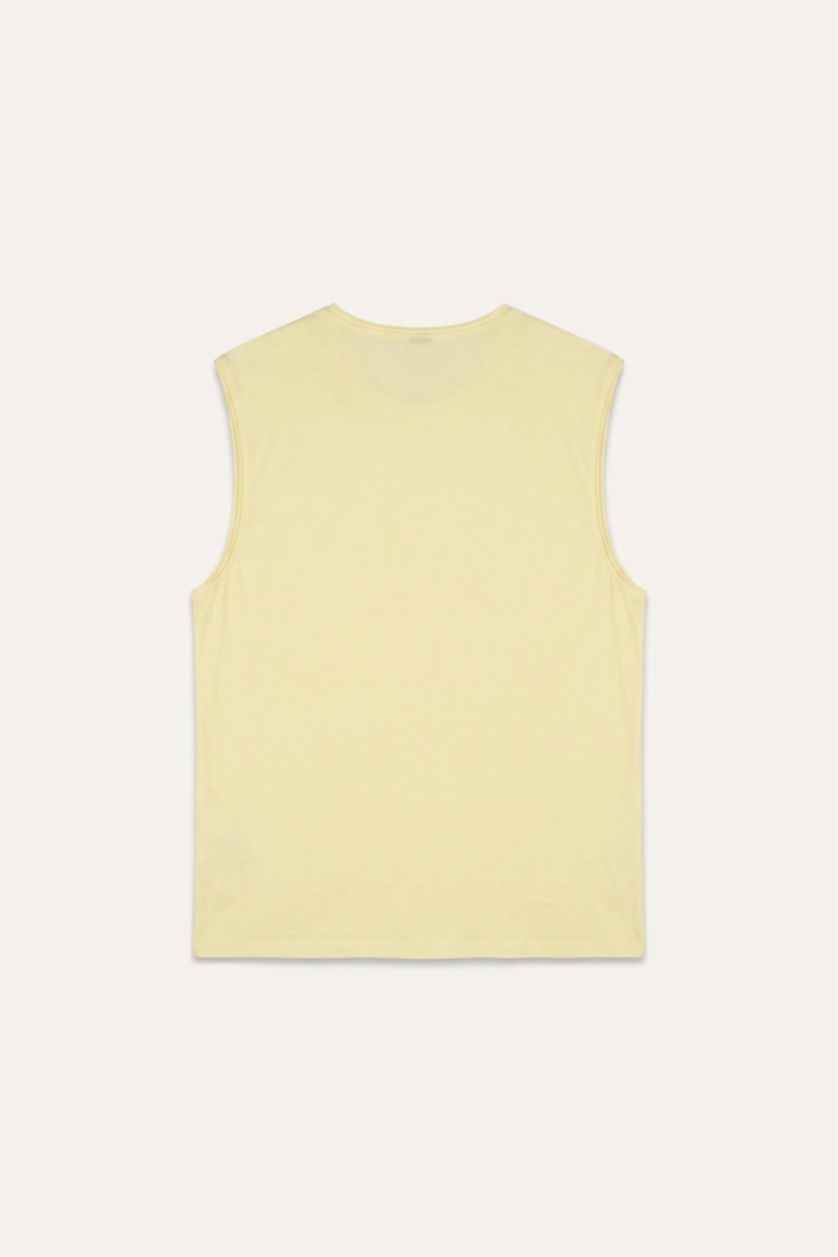 رجال أصفر فاتح 100% Cotton Boxy Fit Basic Tank Top
