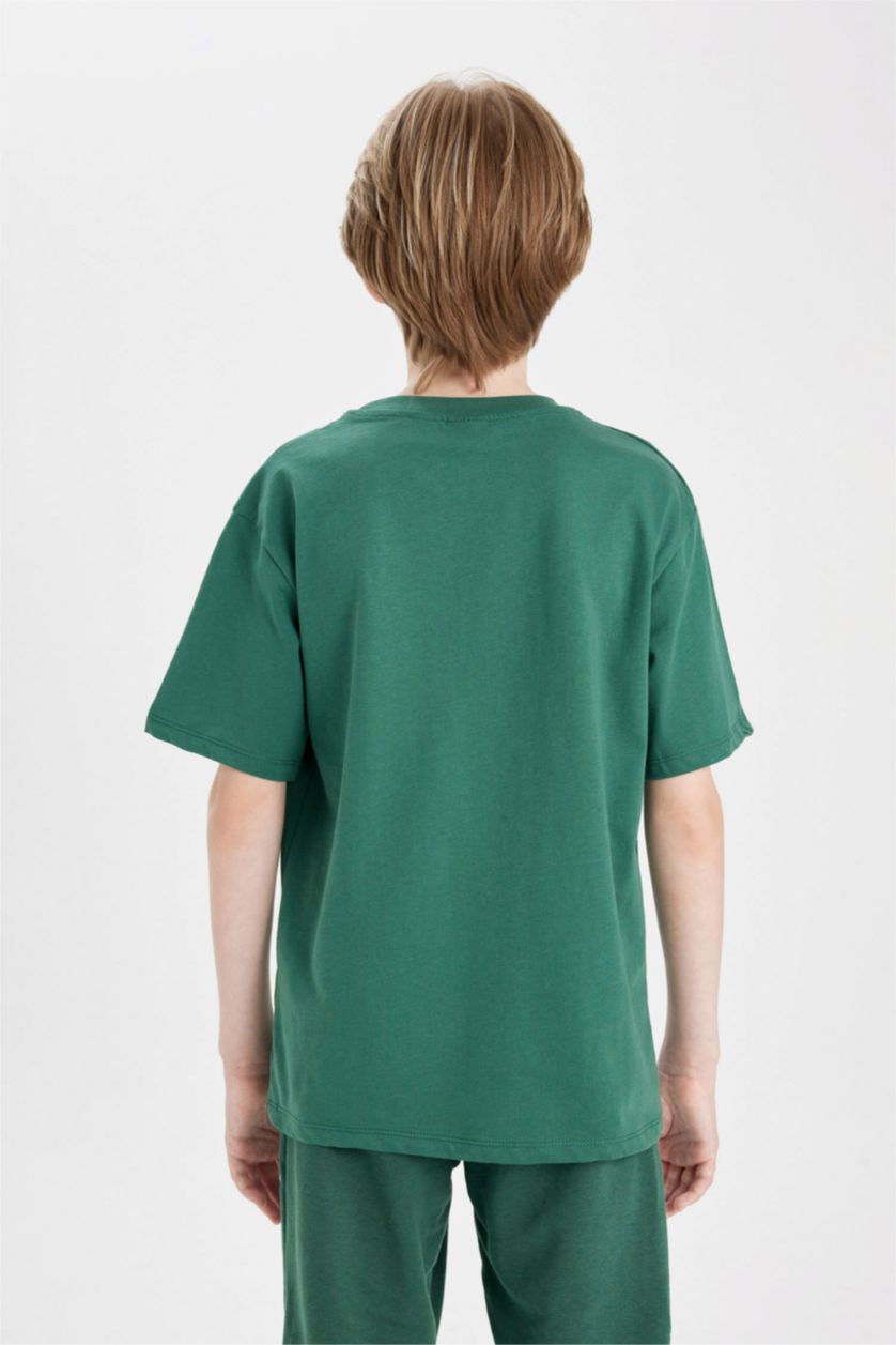 GARÇONS Vert T-Shirt imprimé à Manches Courtes et Col Rond pour Garçon