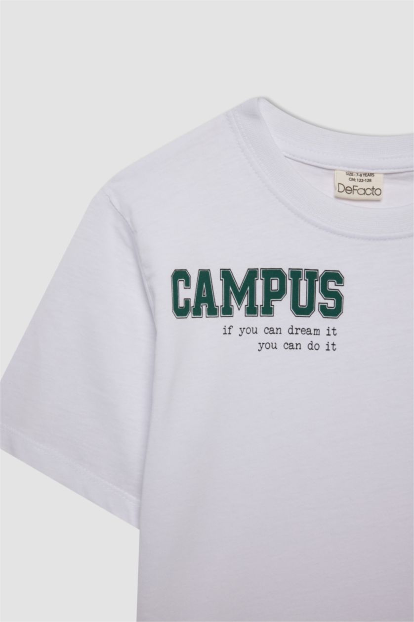 BOYS & TEENS White Boy Crew Neck Printed T-Shirt