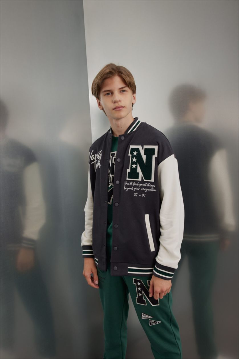 BOYS & TEENS Anthracite Boy Crew Neck Bomber Jacket