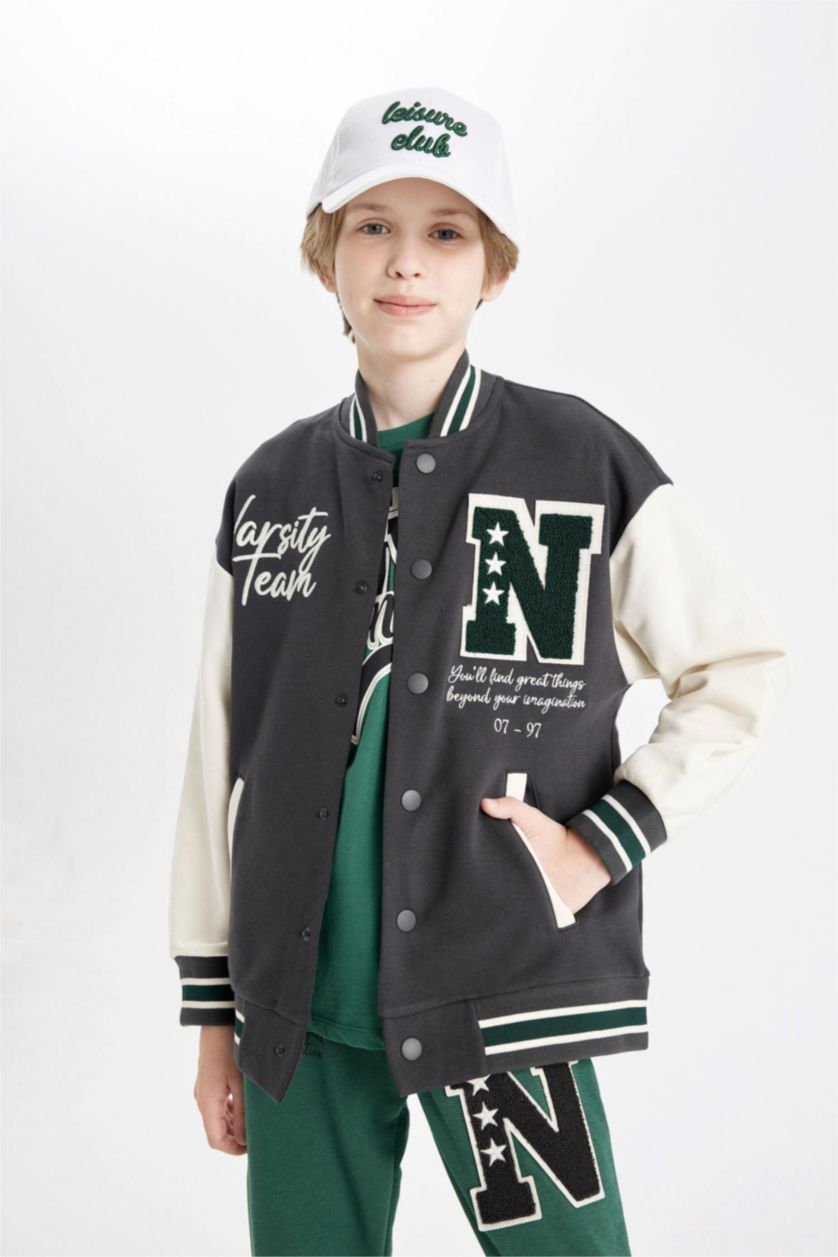 BOYS & TEENS Anthracite Boy Crew Neck Bomber Jacket