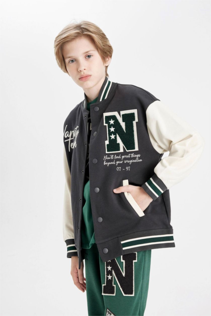 BOYS & TEENS Anthracite Boy Crew Neck Bomber Jacket