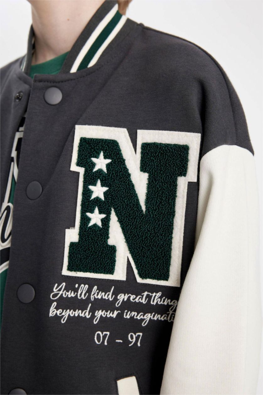 BOYS & TEENS Anthracite Boy Crew Neck Bomber Jacket