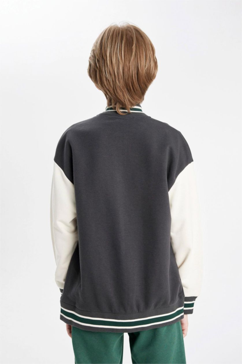 BOYS & TEENS Anthracite Boy Crew Neck Bomber Jacket