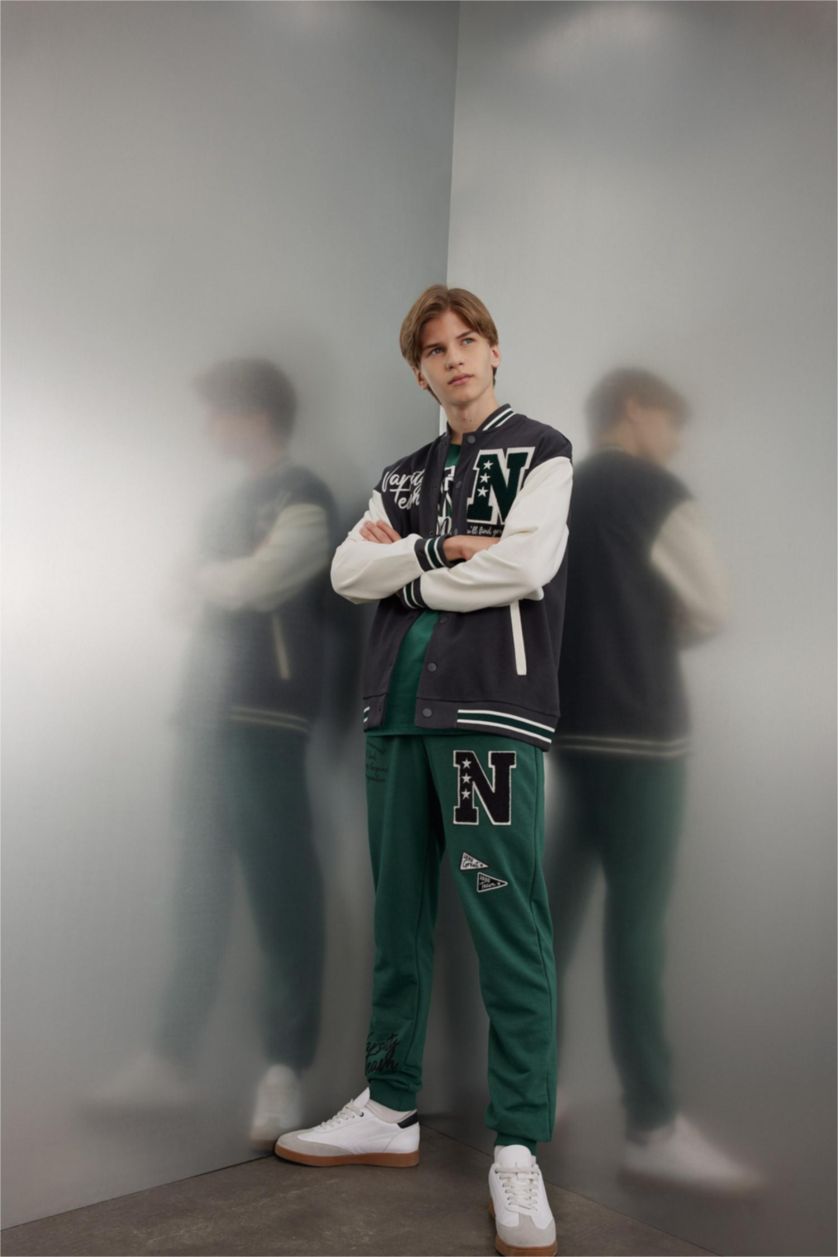 Boys & Teens Green Boy Printed School Sweatpants