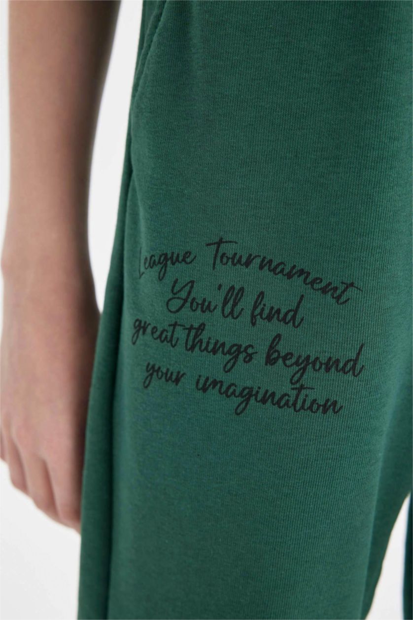 Boys & Teens Green Boy Printed School Sweatpants